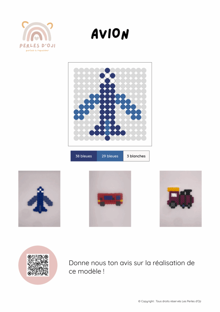 Aperçu de l'ebook de l'avion de ligne en perles à repasser