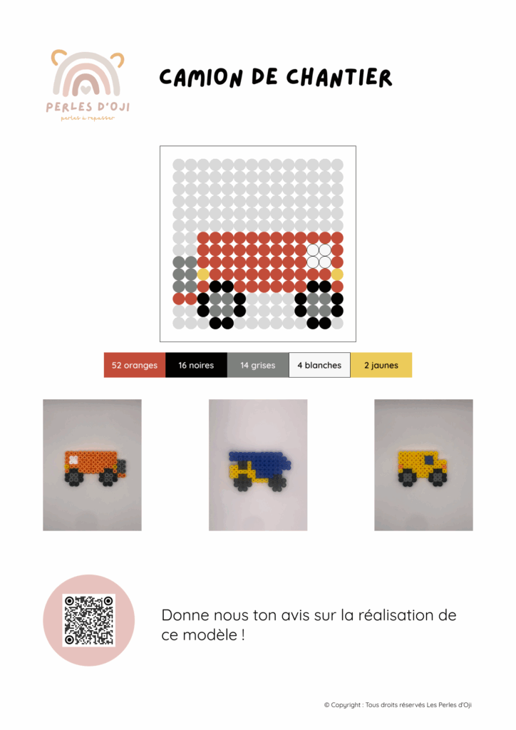 Aperçu de l'ebook du camion de chantier en perles à repasser