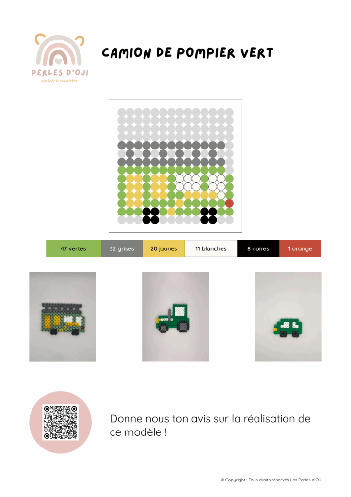 Aperçu de l'ebook du camion vert en perles à repasser