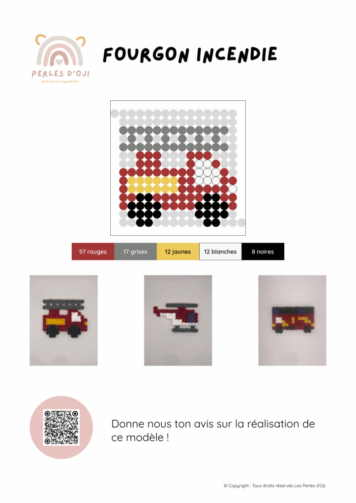 Aperçu de l'ebook du fourgon incendie en perles à repasser