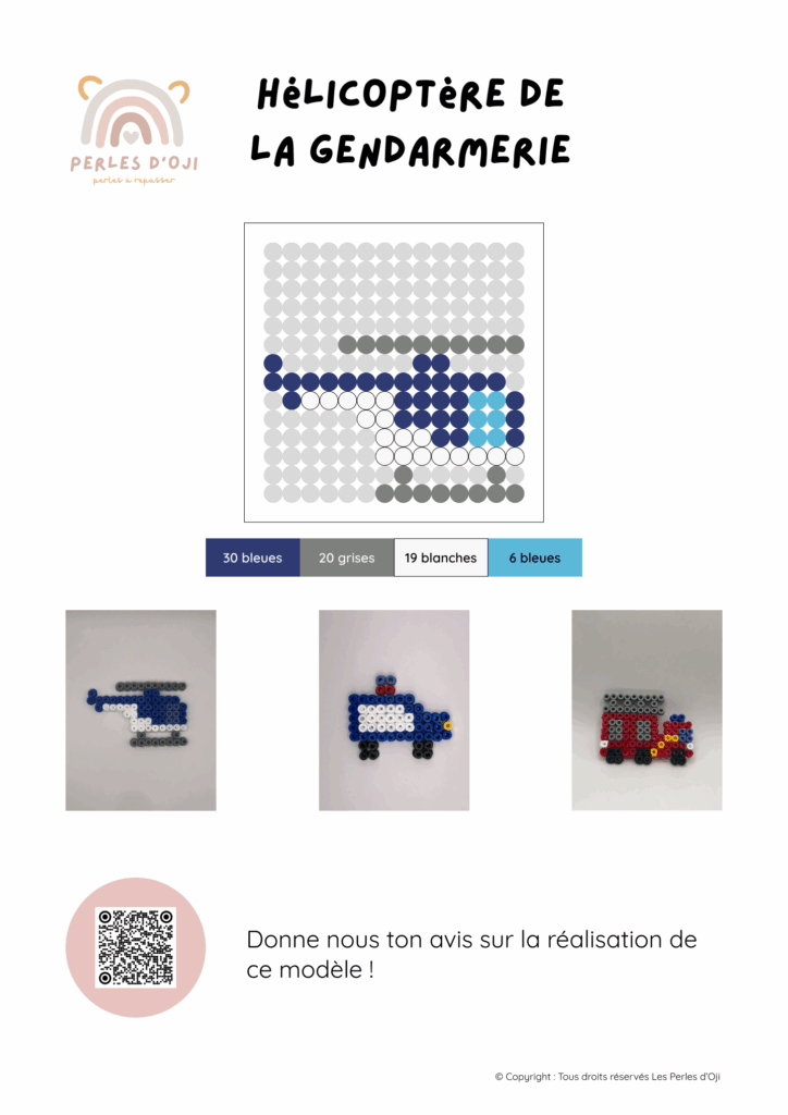 Aperçu de l'ebook de l'hélicoptère de la gendarmerie en perles à repasser